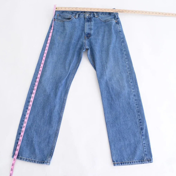 Levis 505 Mid-Wash Straight Leg  Blue Denim Jeans Size 36X30 - Picture 3 of 14